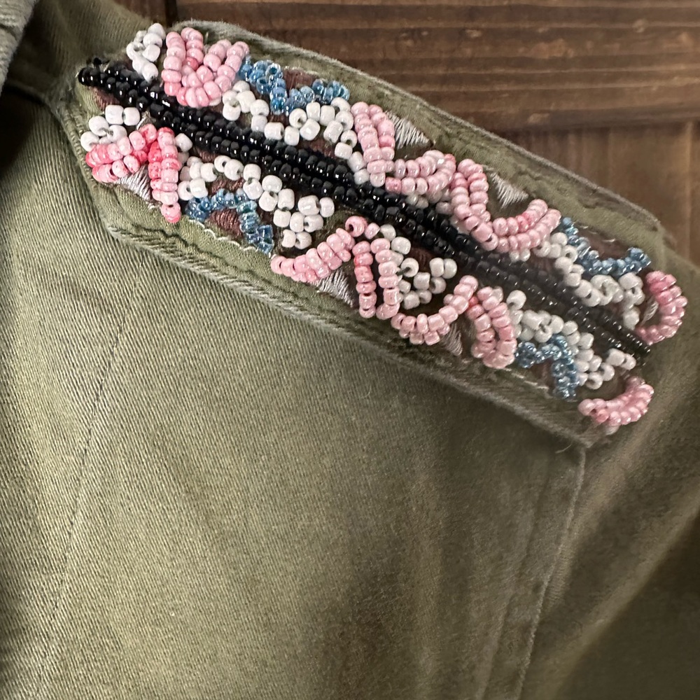 Embroidered Olive Utility Jacket - image 5